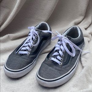 Lace Up Grey Canvas Vans w/ Black stripe